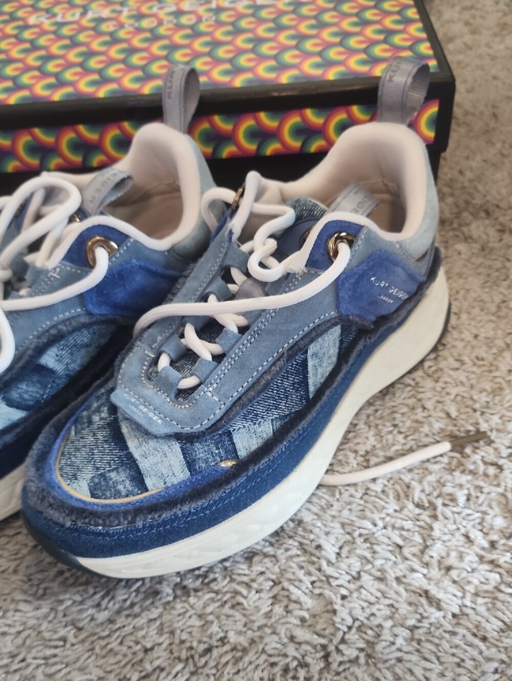Womans Blue Patchwork Denim Sneakers - Unknown Brand